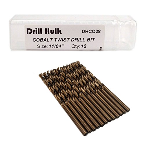 11/64-Inch Cobalt Steel M35 Jobber Length Twist Drill Bits, Pack of 12 - size: 11/64 in