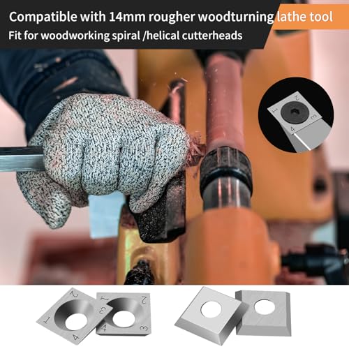 14×14×2mm Square Carbide Inserts for woodturning, Tungsten Carbide Inserts Set, Indexable Woodworking Cutter Fits Spiral Helical Planer Cutter Head or lathe Turning Tipped, with 10pcs Screws (M6*10)