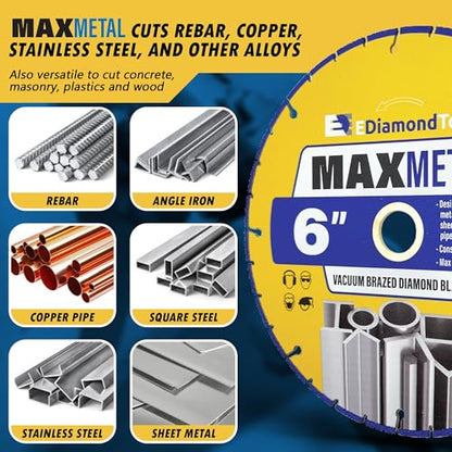 6" Diamond Saw Wheel for Metal Cutting, 1 PC - size: 6"