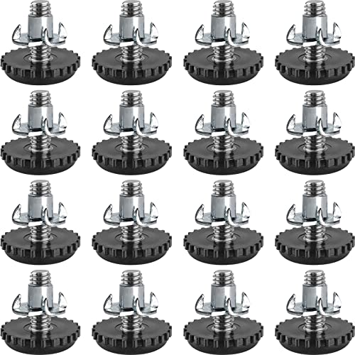 Stainless Steel Furniture Leveling Feet 1/4 Adjustable Outdoor Leveler,16Pc - color: Black 16p
