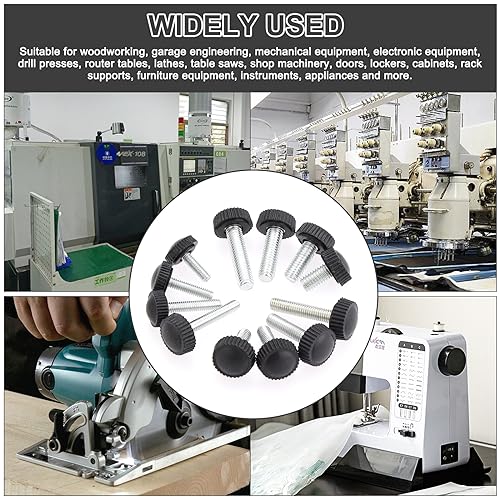 195PCS 12 Size Thumb Screws Carbon Threaded Knurled Knob Mounting Screw Grip Knobs Handle Bolts Round Clamping Screws Hose Clips for Kinds of Stand and Machine(M4、M5、M6) - size: M4/M5/M6