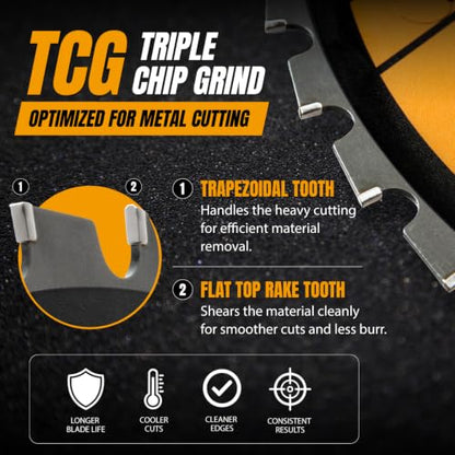 POWERTEC 14" Cold Saw Blade, 66T TCG, 1" Arbor, 1600 RPM, 2 Pack (14014-P2) - size: 14", 1" Arbor, 66T, 2pcs