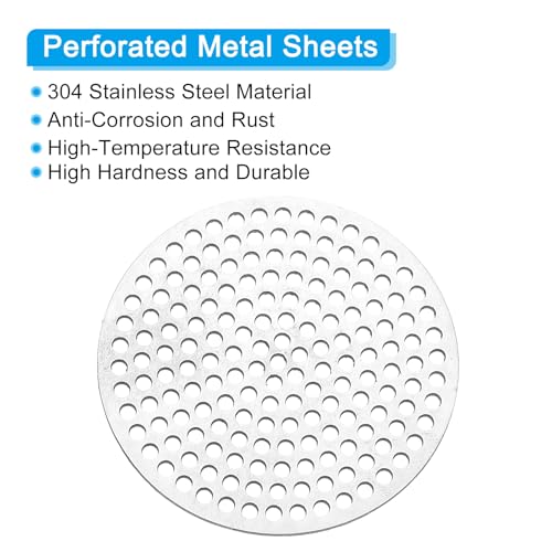 PATIKIL 2" Diameter 304 Stainless Steel Perforated Sheet, 0.08" Hole 19GA Expanded Metal Mesh Round Slices Plate Screen Decorative Meshes for Ventilation Grill Smoking, Silver Tone - size: 2inch