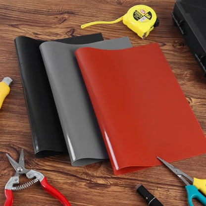 3 Pack Silicone Rubber Sheeting, 11.5" x 11.5" x 1/24" Thick, Flexible Heat Resistant Silicone Gasket Sheet, 60A Durometer for Seals, Pads, Insulation, DIY Craft Projects - color: Black