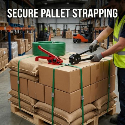 Poly Banding Strapping Kit with 1000ft PET Strap and 100 Buckles - color: 5kg kit(red)
