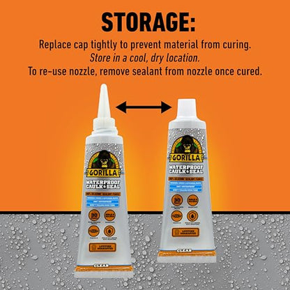 Gorilla 100% Silicone Caulk, 2.8 oz, 10 Year Mold Resistant, Clear, 2-Pack - color: Clear, size: 2 - Pack
