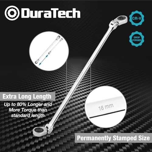 DURATECH 16mm x 18mm Extra Long Flex-Head Ratcheting Wrench, Metric - size: 16*18mm