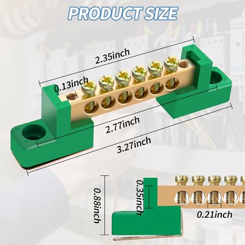 Neutral Bar, 4 Pack 6-Position Brass Terminal Block - size: 6 Position, style: grounding bus bar