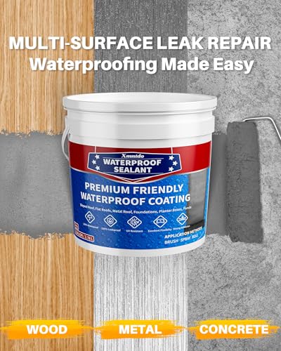 Polyurethane Waterproof Coating, Roof Leak Crack Repair, 1 Gallon, Grey