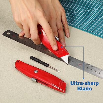 Reginary 30 Pcs Box Cutters Bulk, Utility Knives, Red - color: Red