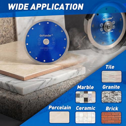GoYonder Tile Blade 7 Inch, Super Thin Diamond Saw Blade for Cutting Porcelain Tiles, Granite Marble Ceramics (7"-Blue) - size: 7"