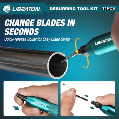 Libraton Deburring Tool, Deburring Tool for 3D Printing with 10 HSS Blades - style: 11Blades(Mixed 3 Types) C