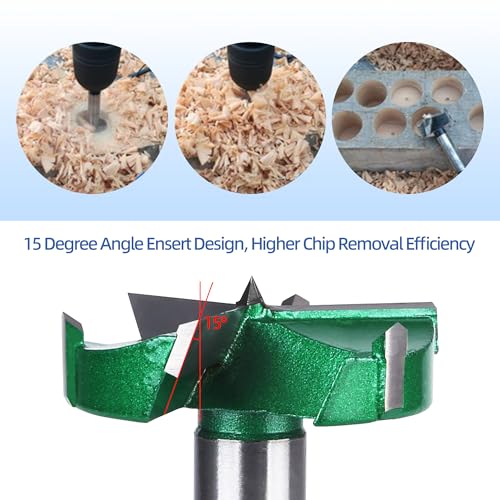 HUHAO 2" | 50mm Triple Flute Forstner Drill Bit, Tungsten Carbide Upgraded Drilling Hole Saw Woodworking Hinge Cutter Tool Kits for Wood,Plywood,Plastic,MDF - size: 50 mm
