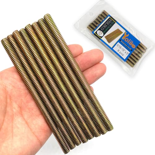8pcs Color Zinc Fully All Threaded Rod Carbon Steel Long Thread Screw 5/16x5 for Furniture Garden Railing Mounting Assembly Fastening Steel Frame Connection Full Thread Rod for Furniture - size: Color-Zinc 5/16x5 Inch-8P
