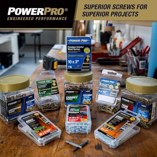 Power Pro Exterior Wood Screws, #8 x 2in, 3000 Pieces, Bronze - color: Bronze, size: #8 x 2"