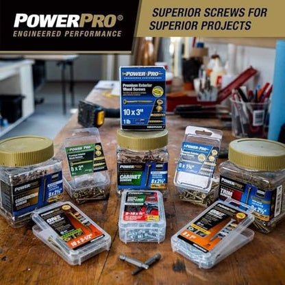 Power Pro Exterior Wood Screws, #8 x 2in, 3000 Pieces, Bronze - color: Bronze, size: #8 x 2"