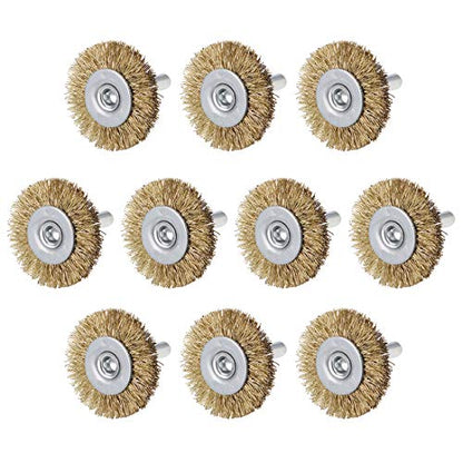 uxcell 1-1/2Inch Wire Wheel Brush Bench 1/4-Inch Shank Crimped Steel 10 Pcs - size: 1 1/2Inch