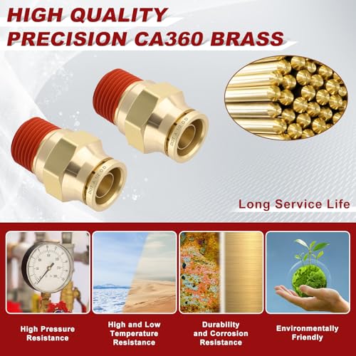 DOT Approved Male Straight Brass Union 1/2" Tube x 3/8" NPT, 10PCS - size: 1/2" OD x 3/8" NPT
