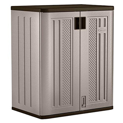 Suncast 2 Pack 9 Cu. Ft. Base Storage Cabinet, Resin Garage Organizer, Platinum Metallic/Slate