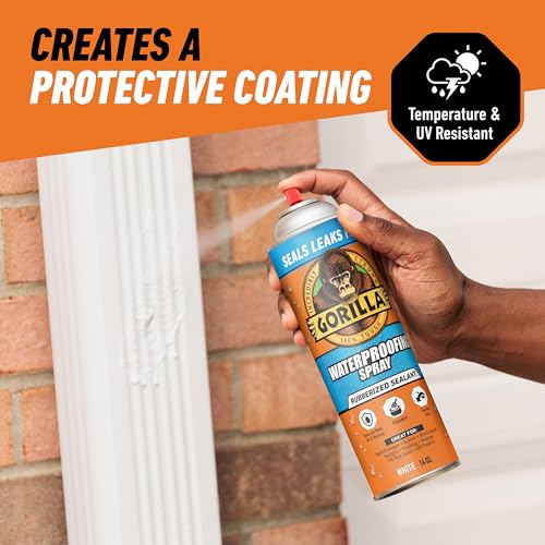 Gorilla Waterproofing Spray, White, 16 oz, 2-Pack, Flexible Sealant - color: White, size: 2 - Pack