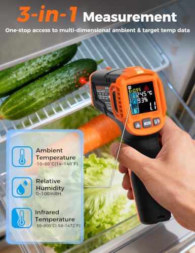 3 in 1 Digital Infrared Thermometer Gun with High/Low Alarm POROMETISTO - size: IM02PRO
