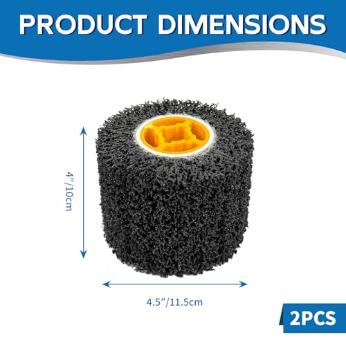 2 Pcs 4.5 x 4 Inch Abrasive Drawing Drum, 40 Grit Sanding Wheel with 3/4 Inch Quad Keyway, Surface Conditioning Burnishing Tool for Hand Held Polishing Machine
