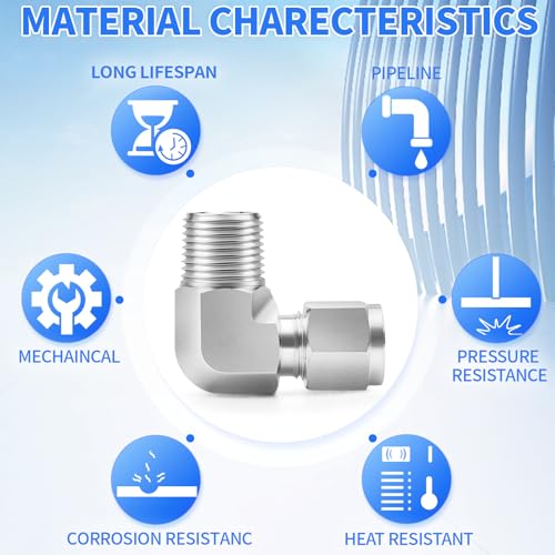 ChillWaves 304 Stainless Steel Compression Tube Fitting, 1" OD x 3/4" NPT Male 90 Degree Elbow Compression Union Connector(1-PACK) - size: 1" OD x 3/4" MNPT