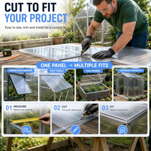 DGSL Polycarbonate Greenhouse Panels, 6 Pcs 4'x 2'x 0.16'' Twin-Wall Sheets - size: 4'H x 2'W x 0.16''T