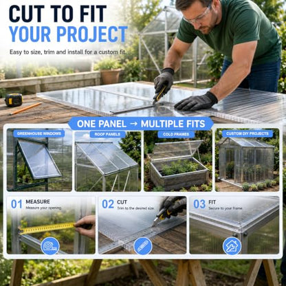 DGSL Polycarbonate Greenhouse Panels, 6 Pcs 4'x 2'x 0.16'' Twin-Wall Sheets - size: 4'H x 2'W x 0.16''T