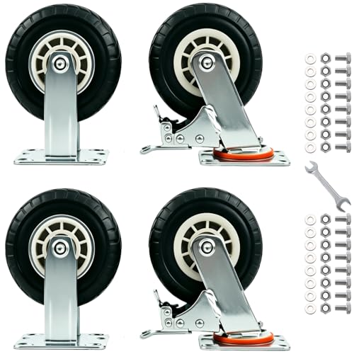 5 inches Heavy Duty Caster,Set of 4,Solid Rubber Swivel Casters - size: 5 inches