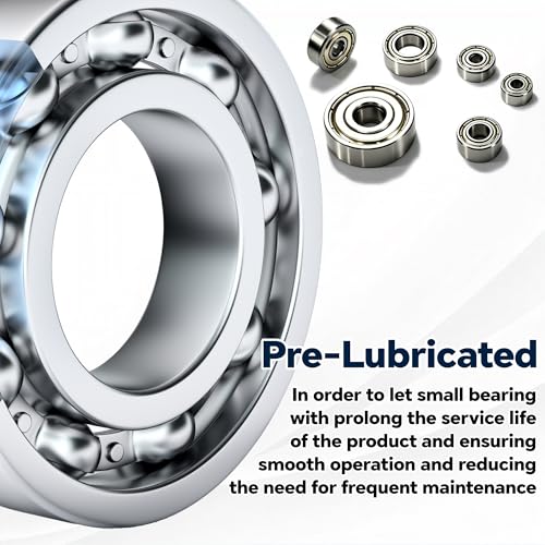 68 Pcs Ball Bearings Assortment Kit 693ZZ/ 623ZZ/ 624ZZ/ 685ZZ/ 687ZZ/ 627ZZ Roller Bearings, Small Bearings Carbon Steel Deep Groove Bearing, for Furniture Wheel, Roller Skates, 3D Printing