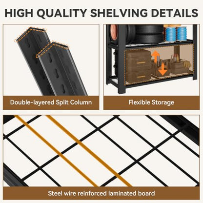 Heavy Duty 5 Tier Metal Garage Shelving, 72" H × 35" W × 16" D - size: 62"H × 27.6"W × 12"D