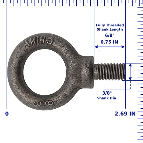 Lifting Shoulder Eye Bolt 3/8"-18 2 Pcs, Industrial Grade Heavy Duty Forged Steel for Truck Tractor Bucket Use As Towing&Pulling Point - size: 3/8“-18