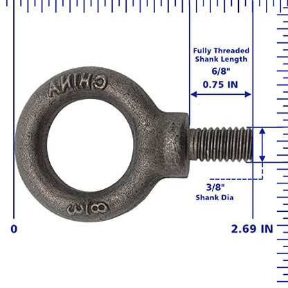 Lifting Shoulder Eye Bolt 3/8"-18 2 Pcs, Industrial Grade Heavy Duty Forged Steel for Truck Tractor Bucket Use As Towing&Pulling Point - size: 3/8“-18