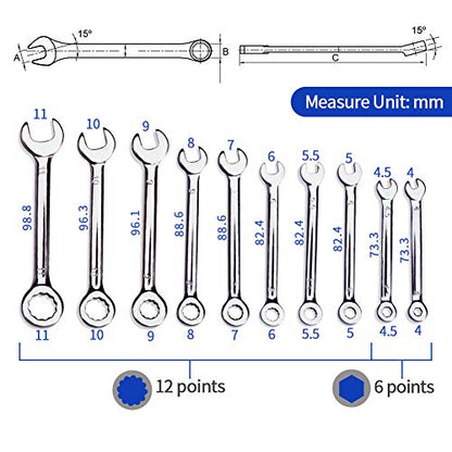SPEEDWOX Mini Handle Wrench Set, Open/Box, High Carbon Steel, 2-Piece - size: 4 set wrench