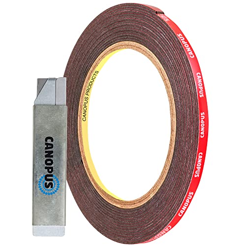CANOPUS Double Sided Tape, 5952 Heavy Duty Mounting Tape, Strong Bond & Weatherproof Seal Strip for Automotive Mounting, Picture and Photo Frame, Poster, Craft, 0.125 in x 15 ft, Black, Made in USA - size: 0.125in x 5yd