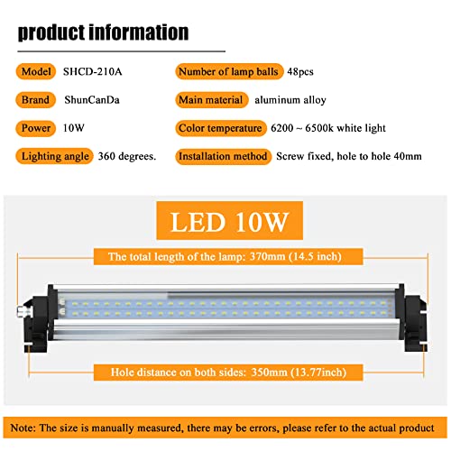 Led Industrial Machine Tube Light, IP66 Waterproof Explosionproof Work Lamp 14.6" 10W for CNC Internal, 110V to 220V Universal - size: 14.6inch, 10W