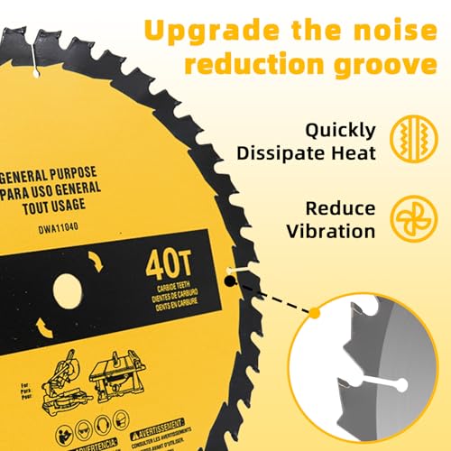 2-Pack 10in 40T/60T Table Saw Blades Compatible with Dewalt - style: 10IN,40T&60T