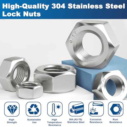 ZQZ 405 Pcs SAE Hex Nuts Assortment Kit Stainless Steel (#2-1/2) Nut Set - size: SAE Hex Nuts Assortment;405 PCS