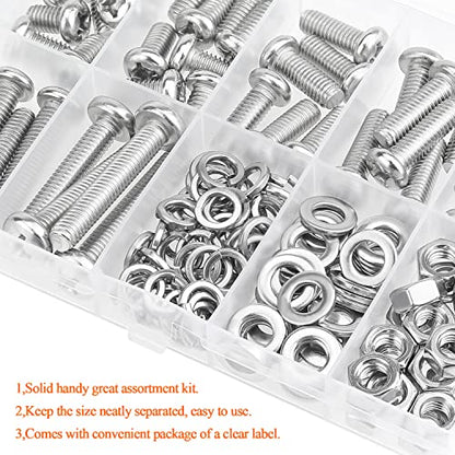 HELIFOUNER 100 Pieces M6 x 10mm /12mm /16mm /20mm /25mm /30mm /35mm, Phillips Pan Head Machine Screws, Metric Screws Bolts Washers Nuts Kit, 304 Stainless Steel - size: M6, style: Phillips Pan Head Machine Screws