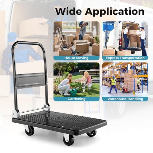 IRONMAX 440 LBS Heavy Duty Steel Foldable Platform Dolly, Black - style: Black 440lbs