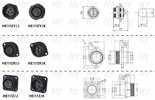 HangTon HE17 6 Pin Male Cable Plug Panel Socket Outdoor Waterproof Circular Power Connector