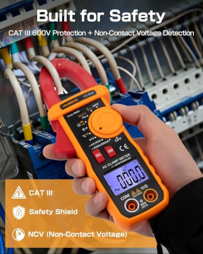 HC600 Clamp Meter for Electrician HVAC,600A True RMS Multimeter Cap 10000uF
