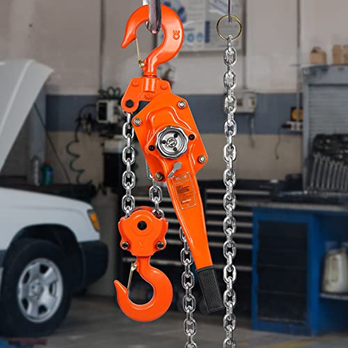 VEVOR Manual Lever Chain Hoist, 6 Ton 13200 lbs Capacity 20 FT Come Along, G80 Galvanized Carbon Steel with Weston Double-Pawl Brake, Auto Chain Leading & 360° Rotation Hook, for Garage Factory Dock - size: 6 Ton 20FT