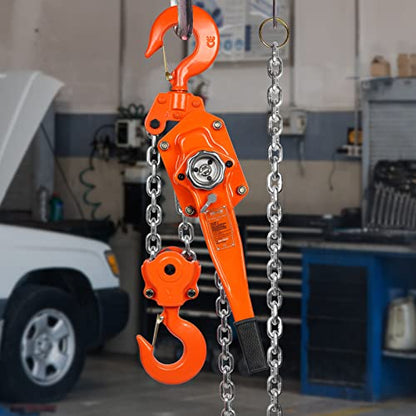VEVOR Manual Lever Chain Hoist, 6 Ton 13200 lbs Capacity 20 FT Come Along, G80 Galvanized Carbon Steel with Weston Double-Pawl Brake, Auto Chain Leading & 360° Rotation Hook, for Garage Factory Dock - size: 6 Ton 20FT