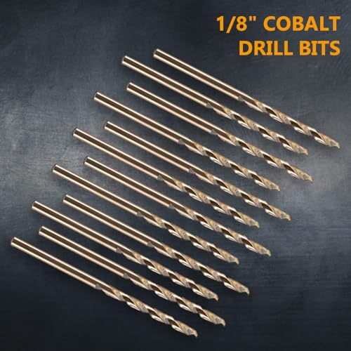 POWERTEC 1/8" Cobalt Drill Bits - 24 Pack - 2-3/4" Length - M35 HSS Jobber Length Twist Bits with 135° Tip for Drilling Wood, Metal, Stainless Steel, Nickel Alloy, Cast Iron & Plastic (QDB2014-P2) - style: 24PK 1/8" Cobalt Drill Bit (2-3/4" L)