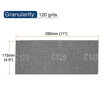 uxcell 10pcs Mesh Sanding Sheets 120 Grits 4-1/2-inch x 11-inch Mesh Sandpaper Pad for Wood Wall Repair, Dust-Free Wet/Dry Polish - style: 120 Grit