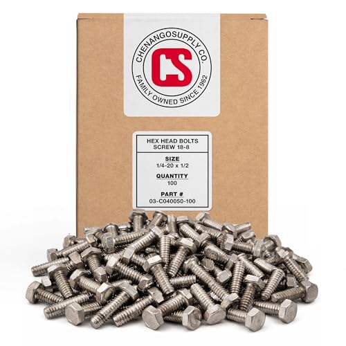 Chenango Supply 1/4-20 x 1/2" Stainless Hex Head Bolts - size: 1/4" X 1/2"