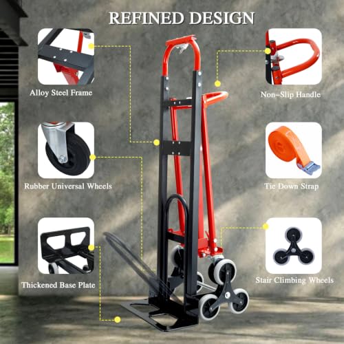 4 in 1 Convertible Hand Truck Dolly Cart with Wheels Red - color: Red