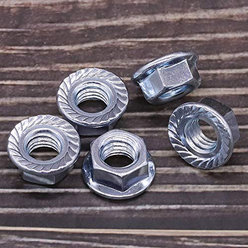 7/16"-14 UNC Serrated Flange Hex Locknuts Lock Nuts, Zinc Plated Carbon Steel, 11/16" Hex Drive, 20 PCS - size: 7/16"-14